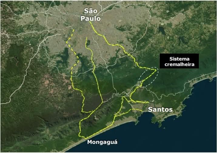 Governo de SP divulga trajetos de trem que vai ligar SP a Santos.