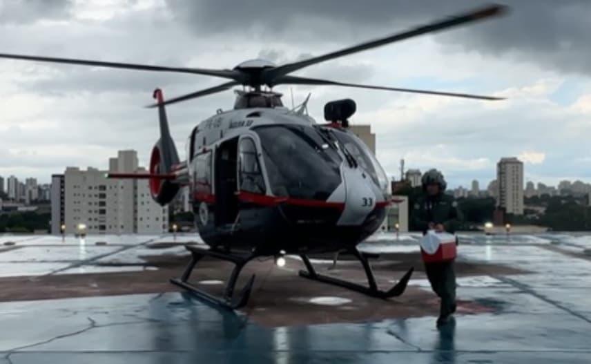 Helicóptero Águia transporta coração e pulmões doados para transplante
