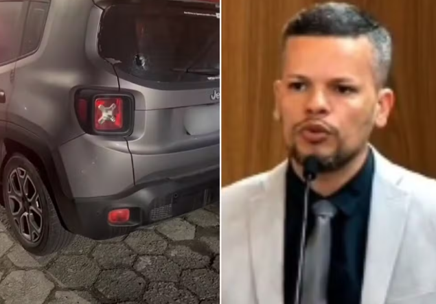 Vereador tem carro atingido por tiros em frente à casa enquanto estava com a família em Cubatão