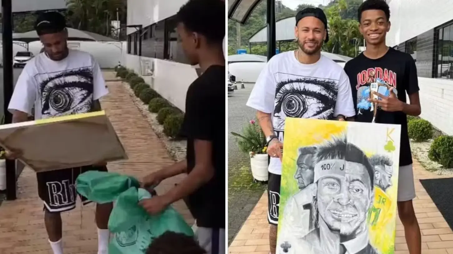 Jovem De Praia Grande Une Neymar E Pelé Em Obra De Arte E Entrega Quadro Ao Ídolo No Ct; Vídeo