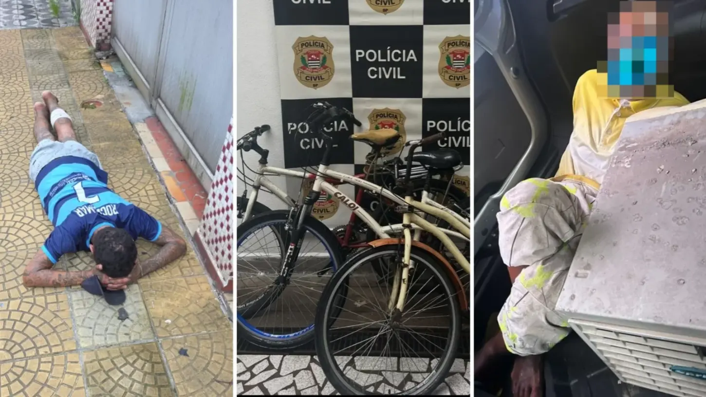 Homens são presos com quatro bicicletas furtadas no Marapé, em Santos