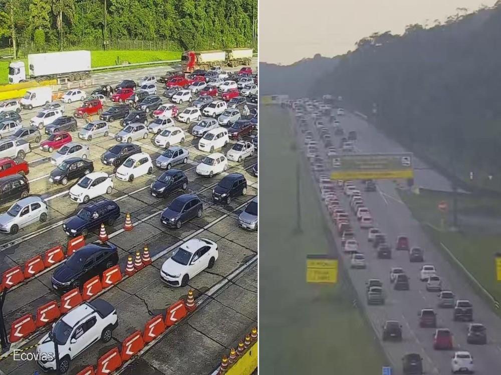 Motoristas encaram lentidão nas estradas para chegar ao litoral de SP