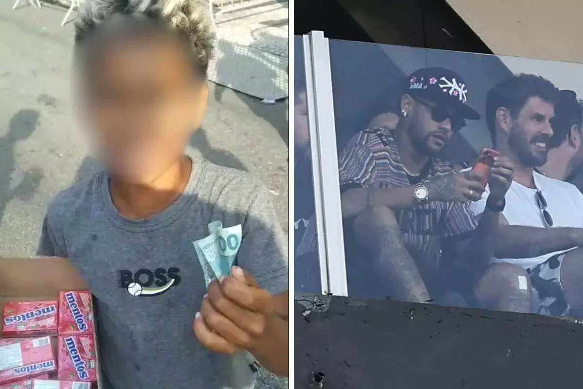 Neymar paga R$ 100 por cinco balas de menino que vendia doces na rua durante estreia do Santos no Paulistão