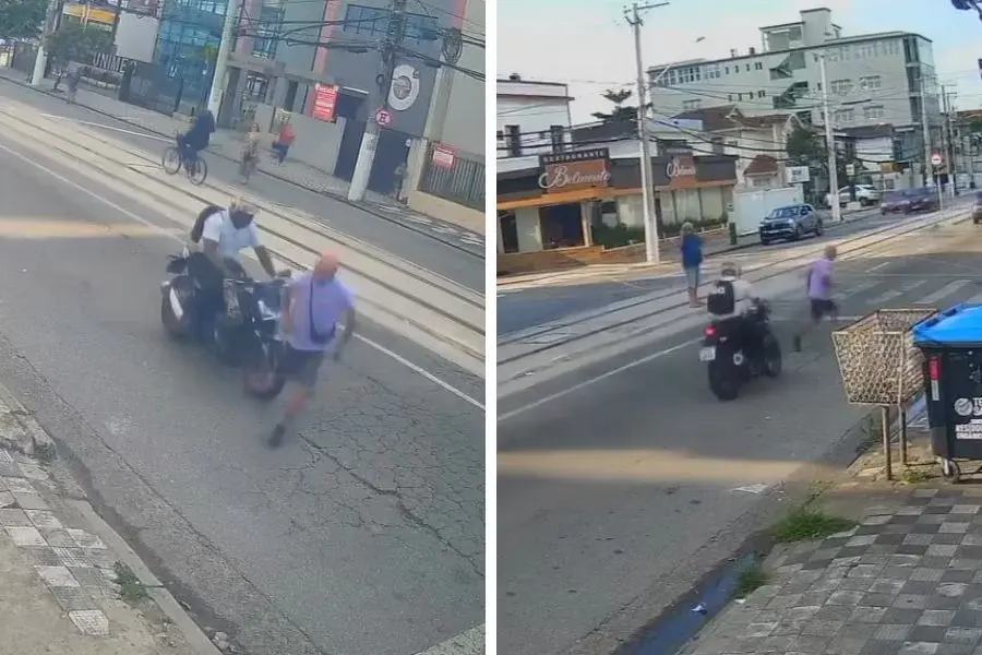 Idoso morre após ser atropelado em avenida de Santos e motociclista foge sem prestar socorro; VÍDEO