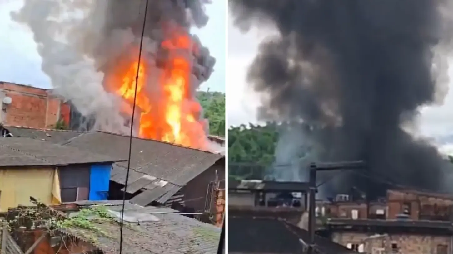 Moradias são atingidas por incêndio pelo segundo dia consecutivo na Zona Noroeste de Santos; VÍDEO