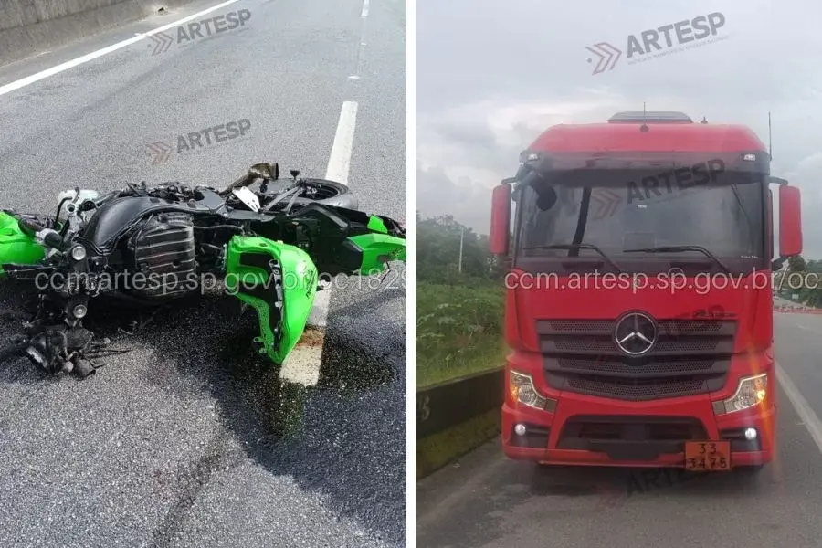 Motociclista morre após colidir com carreta em São Vicente