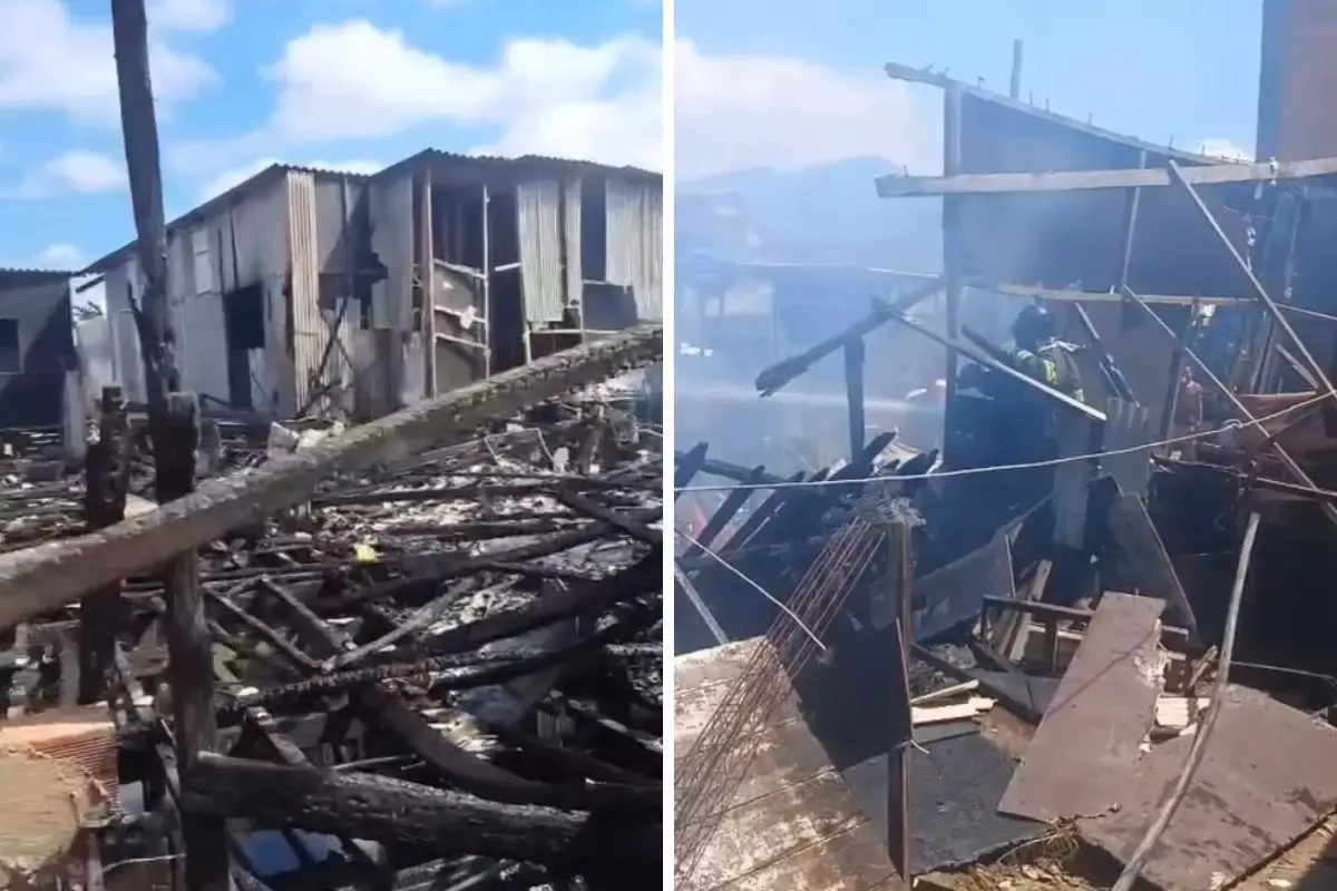Bombeiros foram acionados e apagaram as chamas que consumiram as quatro casas