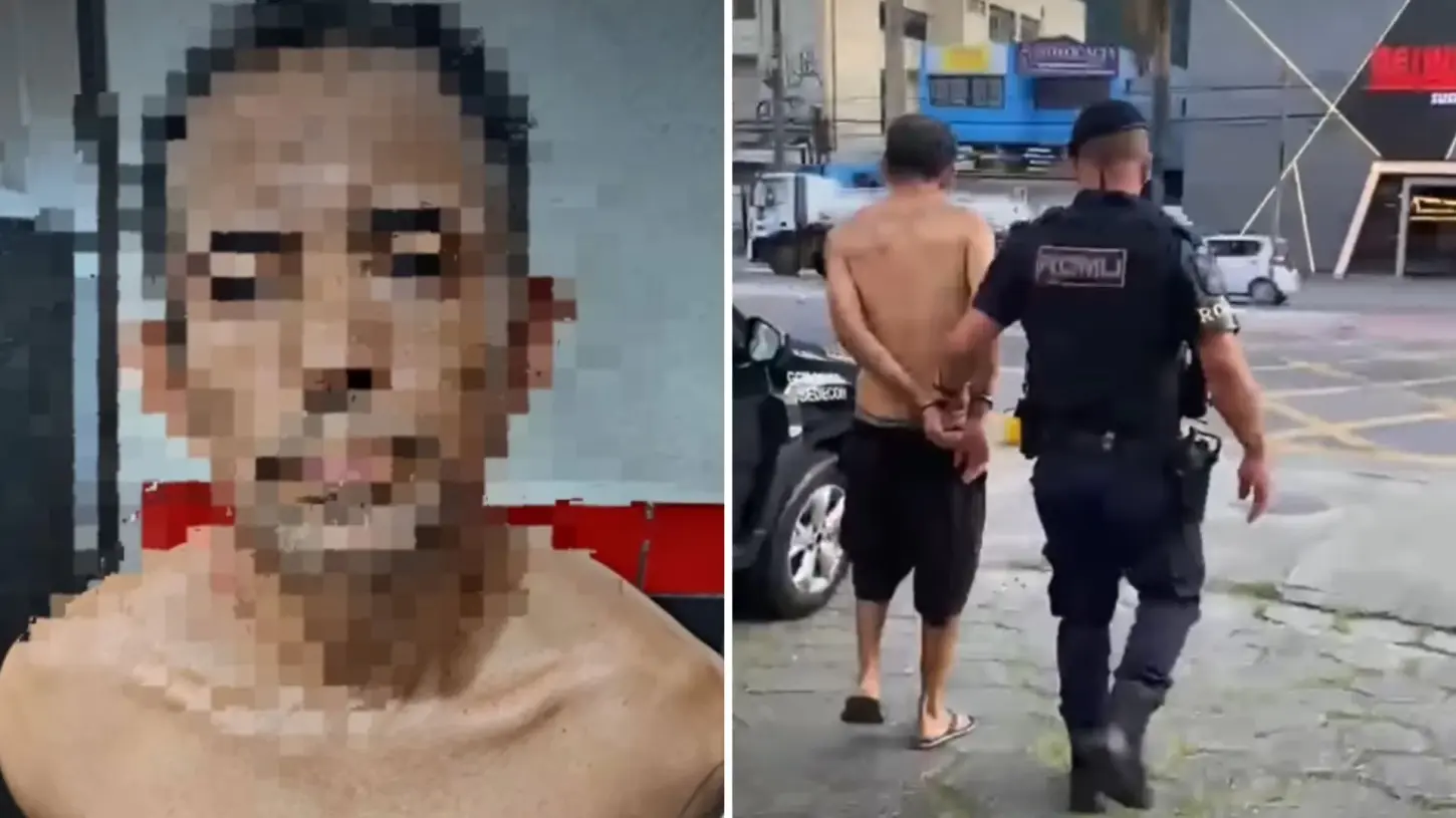 Foragido por furto é preso após agredir companheira em Guarujá; VÍDEO