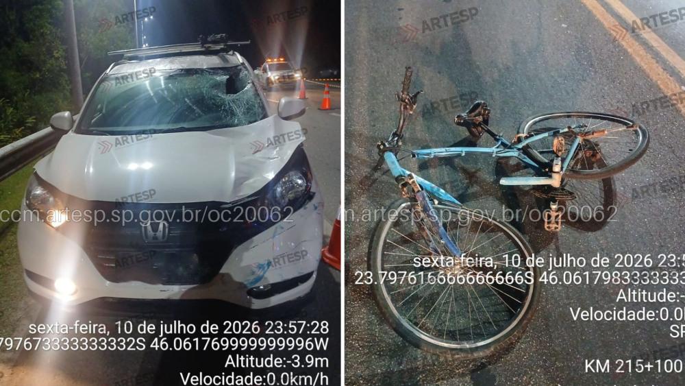 Ciclista morre ao ser atingido por SUV no acostamento da Rio-Santos, em Bertioga