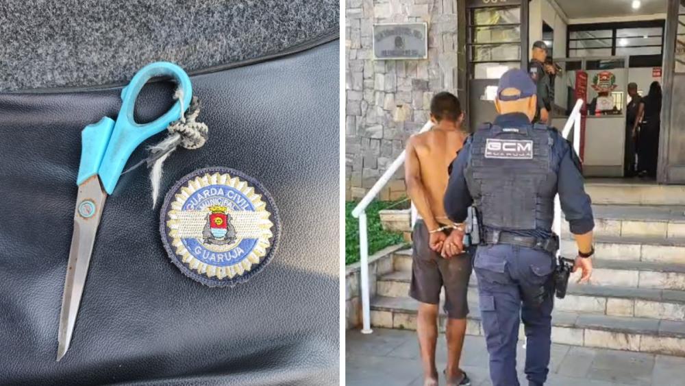 Homem é preso após ameaçar matar vigilante com tesoura em Guarujá