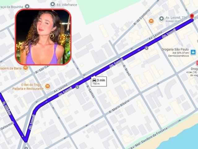 Daniella Ferraz Rooth, de 25 anos, morreu após o veículo em que ela estava bater em um poste em Guarujá (SP) — Foto: Google Maps