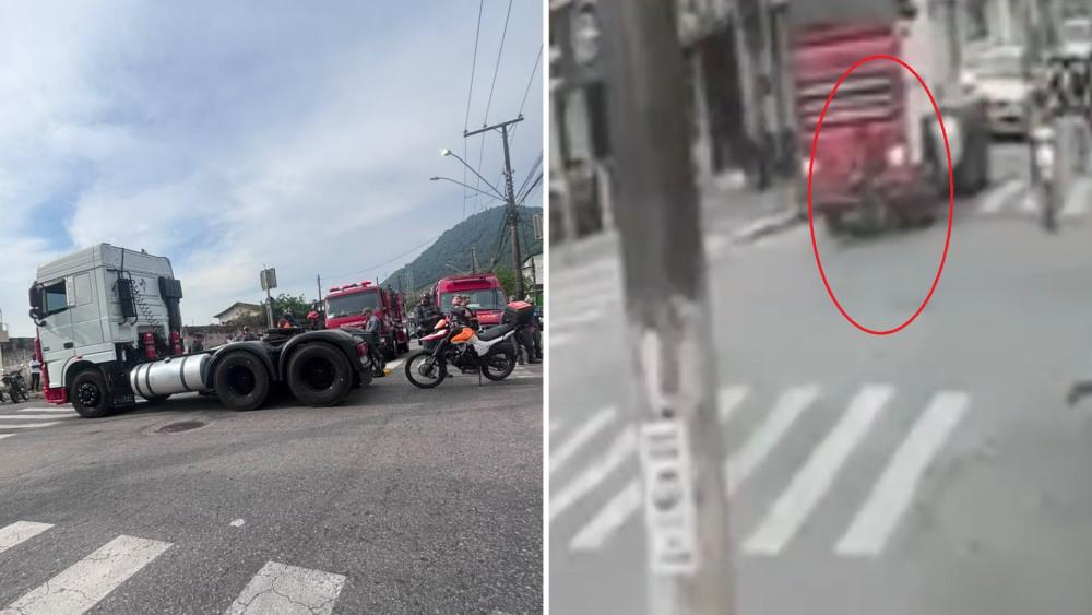 Ciclista de 14 anos morre após ser atropelado por caminhão em Guarujá; VÍDEO