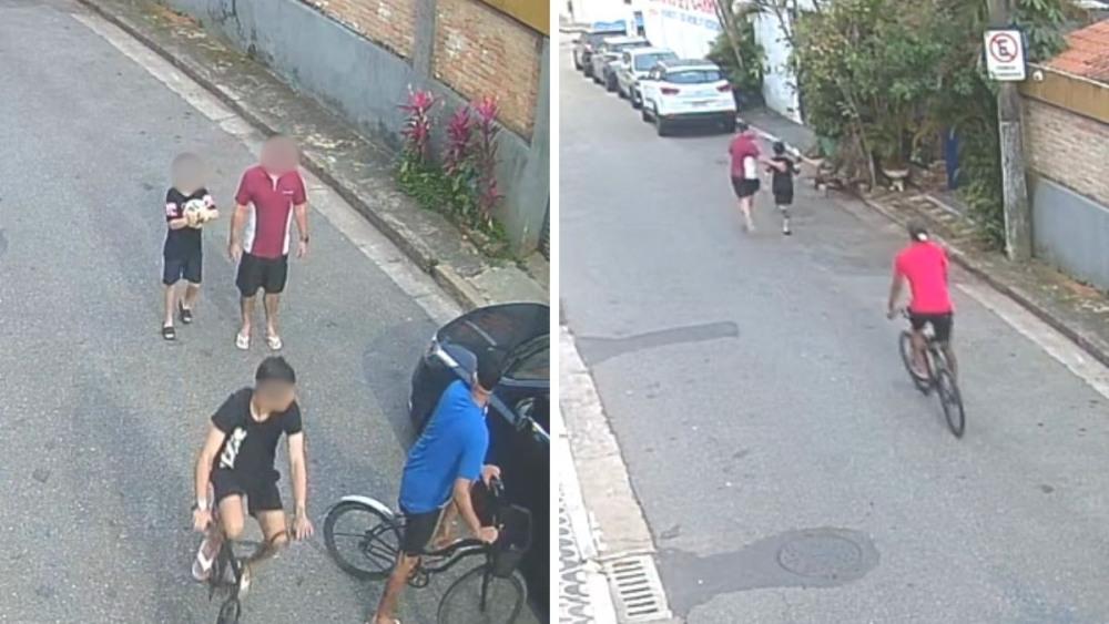 Pai e filho são atacados por 'gangue da bicicleta' em Santos; VÍDEO