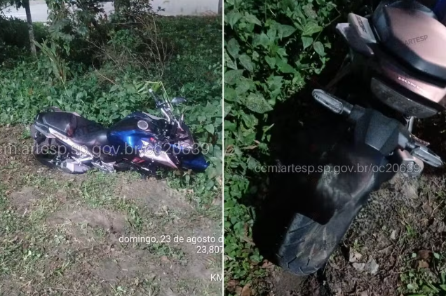 Passageiro morre e irmão gêmeo é internado após moto bater em poste em rodovia no litoral de SP