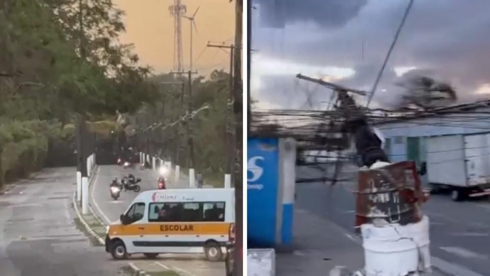 Ventos ultrapassam 100 km/h e causam transtornos na Baixada Santista; VÍDEO