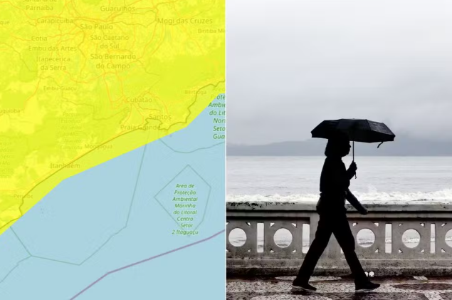 Inmet emite alerta amarelo para queda de temperaturas durante feriado no litoral de SP
