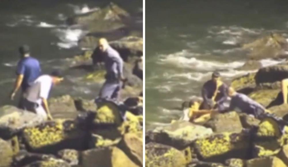 PM entra no mar de farda para salvar homem de afogamento em Santos