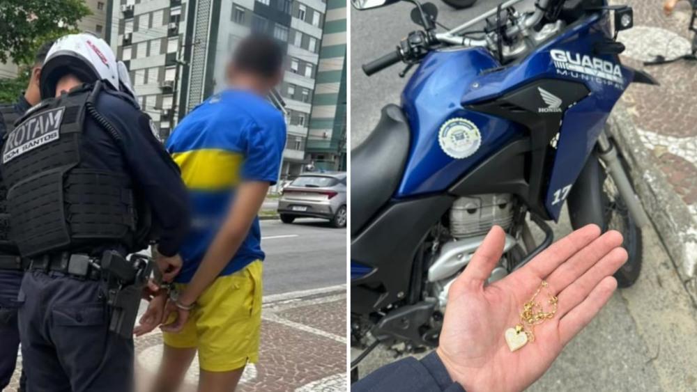 Adolescente é apreendido no calçadão da praia após roubar corrente em Santos
