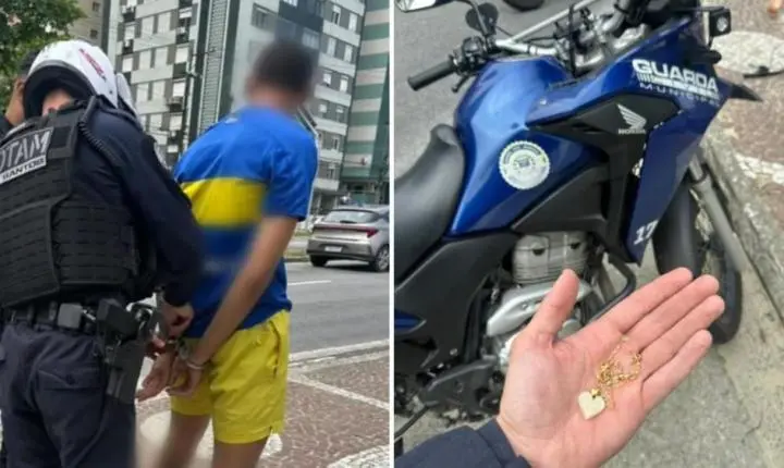 Adolescente é apreendido no calçadão da praia após roubar corrente em Santos