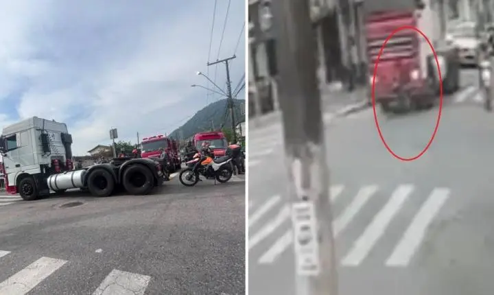 Ciclista de 14 anos morre após ser atropelado por caminhão em Guarujá; VÍDEO