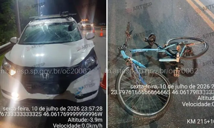 Ciclista morre ao ser atingido por SUV no acostamento da Rio-Santos, em Bertioga