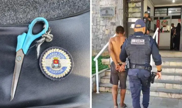 Homem é preso após ameaçar matar vigilante com tesoura em Guarujá
