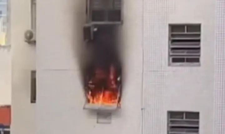 Incêndio atinge apartamento em prédio de Santos