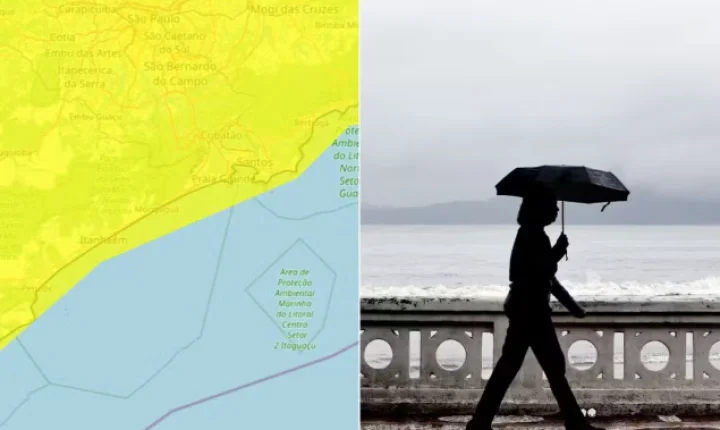 Inmet emite alerta amarelo para queda de temperaturas durante feriado no litoral de SP