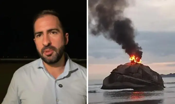 Kayo Amado visita Pedra da Feiticeira após incêndio e promete reconstrução
