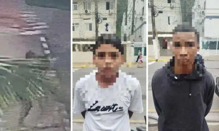 Menores são detidos após tentarem roubar mulher em Guarujá; VÍDEO