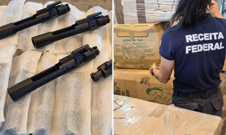 Receita apreende peças de fuzil escondidas em bagagem no Porto