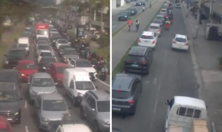 Ventania paralisa travessia de balsas entre Santos e Guarujá